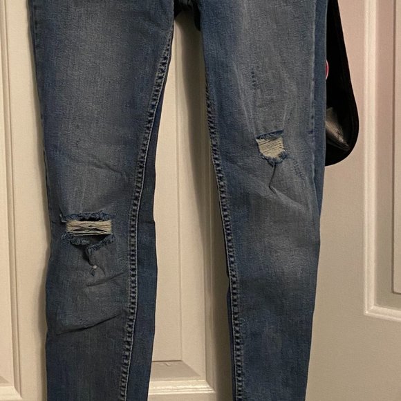 Free People Great Heights Frayed Skinny Blue Jeans - Picture 2 of 6